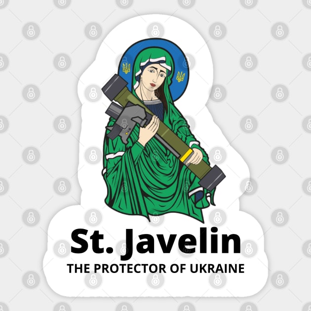 Saint Javelin The Protector of Ukraine Ukrainian Flag Sticker by BestCatty 